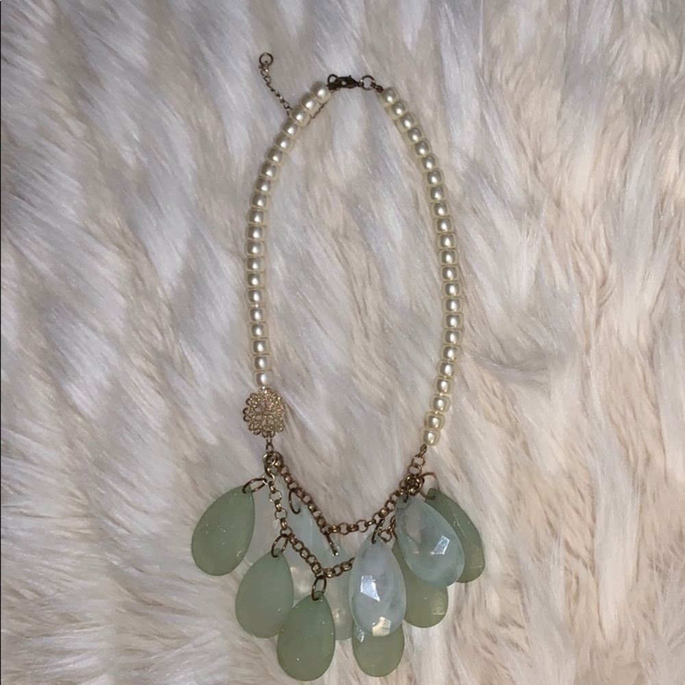 Mint green and pearl necklace